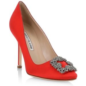 Manolo Blahnik Hangisi 105MM Embellished Satin Pumps